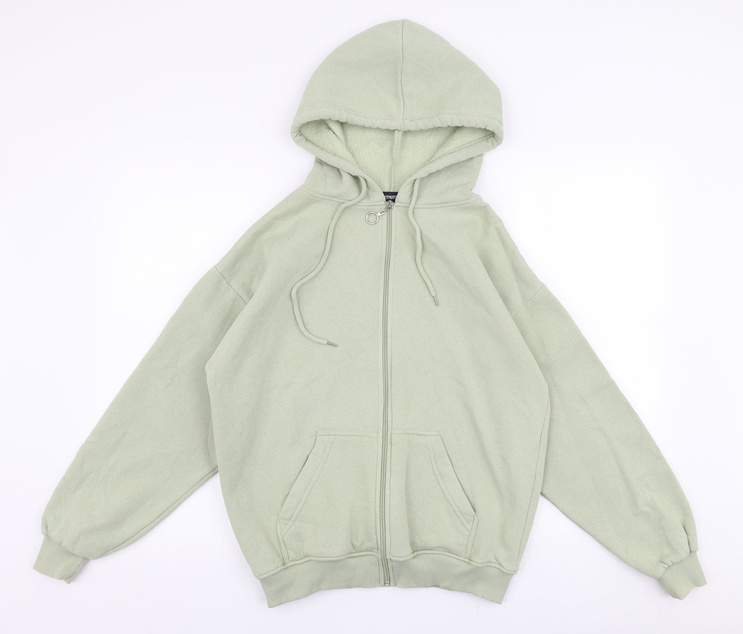 PRETTYLITTLETHING Womens Green  Cotton Full Zip Hoodie Size 4  Zip