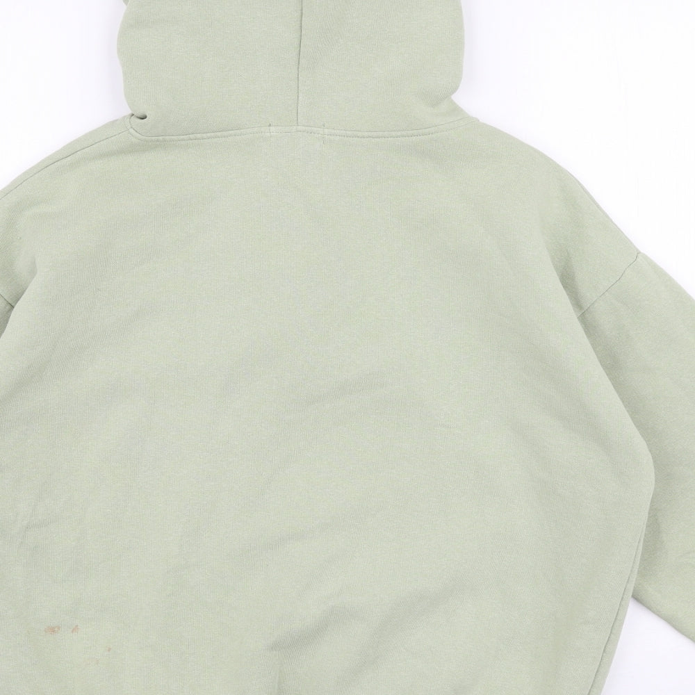 PRETTYLITTLETHING Womens Green  Cotton Full Zip Hoodie Size 4  Zip