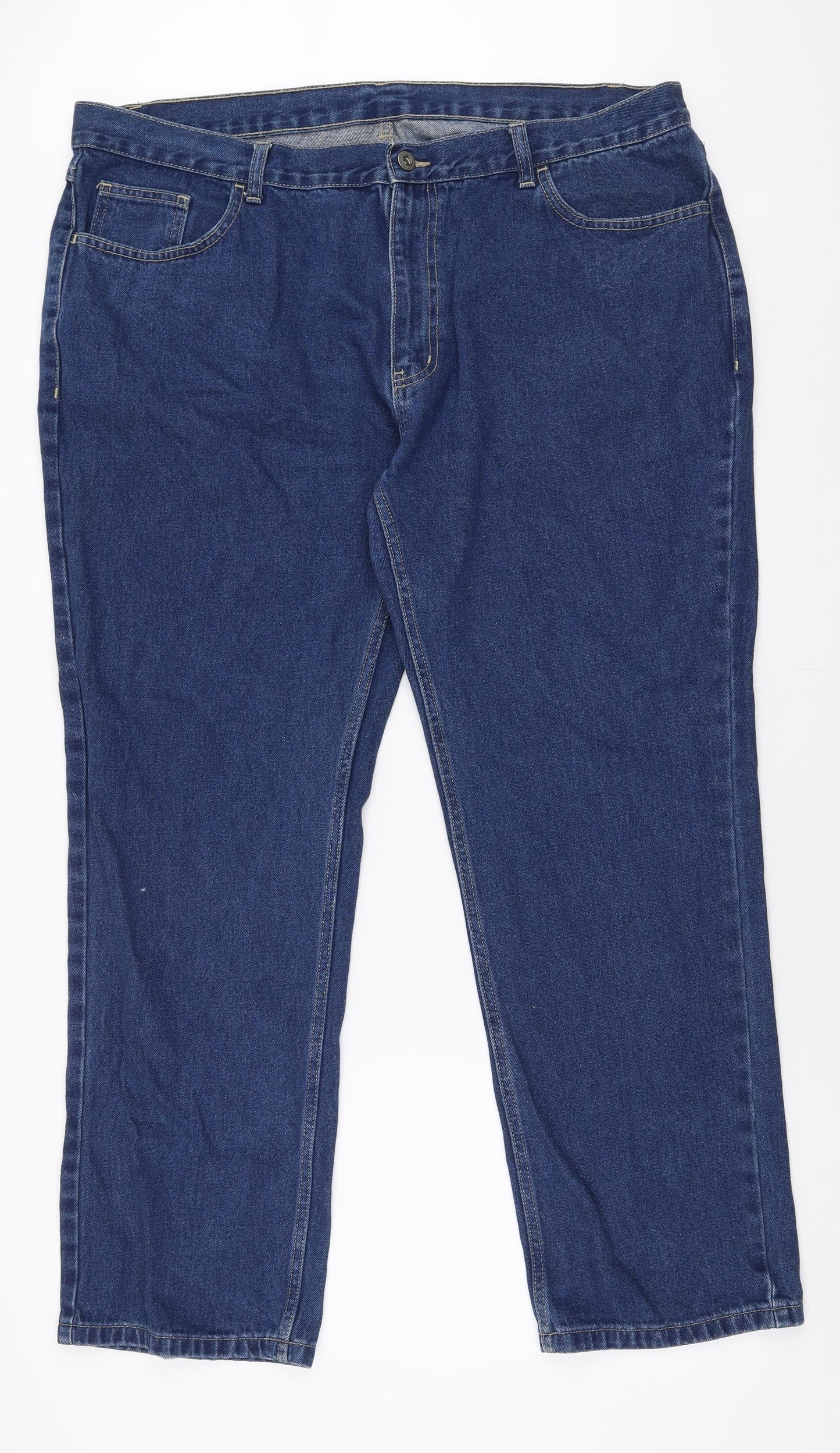 George Mens Blue  Cotton Straight Jeans Size 42 in L29 in Regular Zip