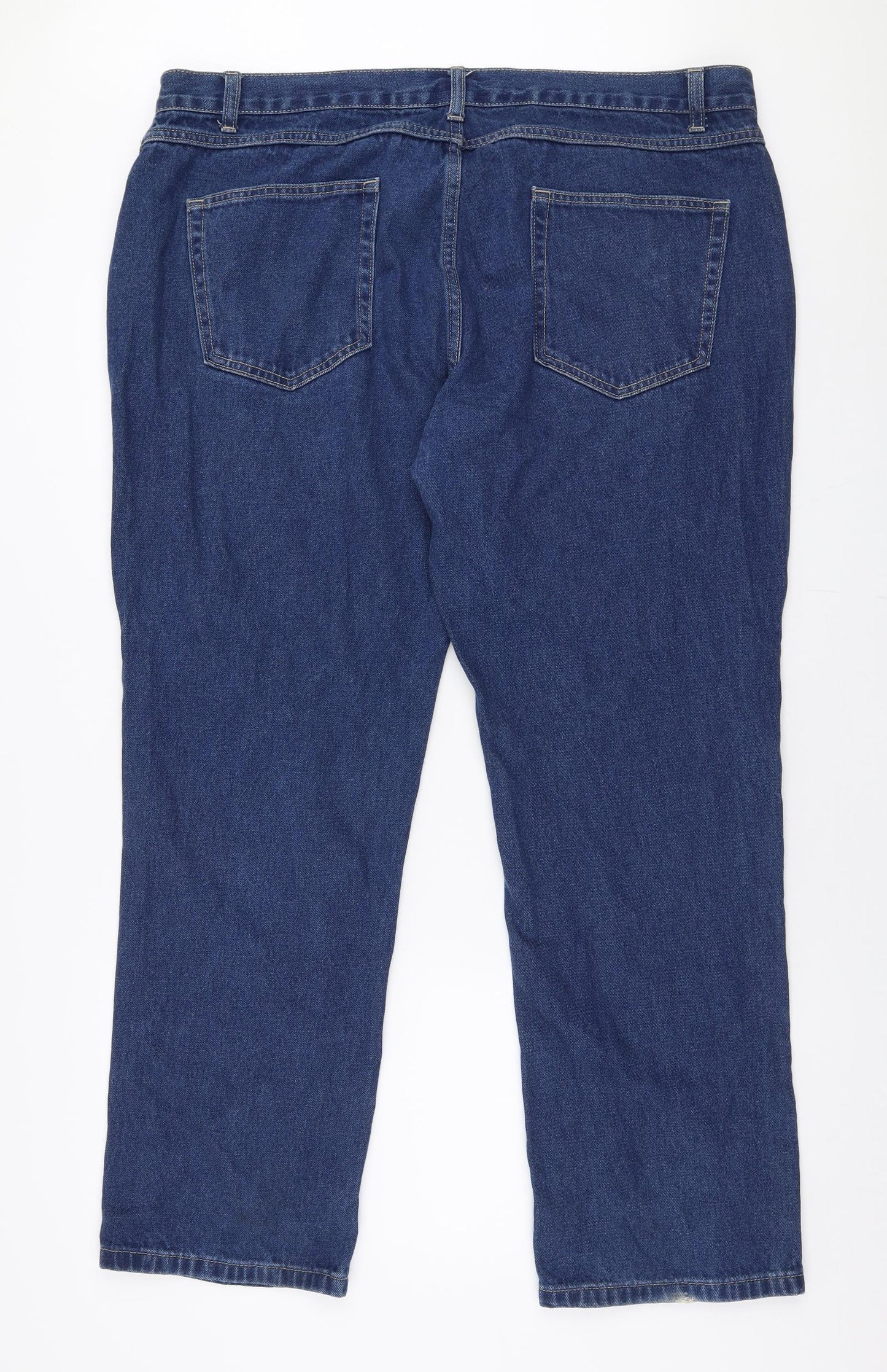 George Mens Blue  Cotton Straight Jeans Size 42 in L29 in Regular Zip