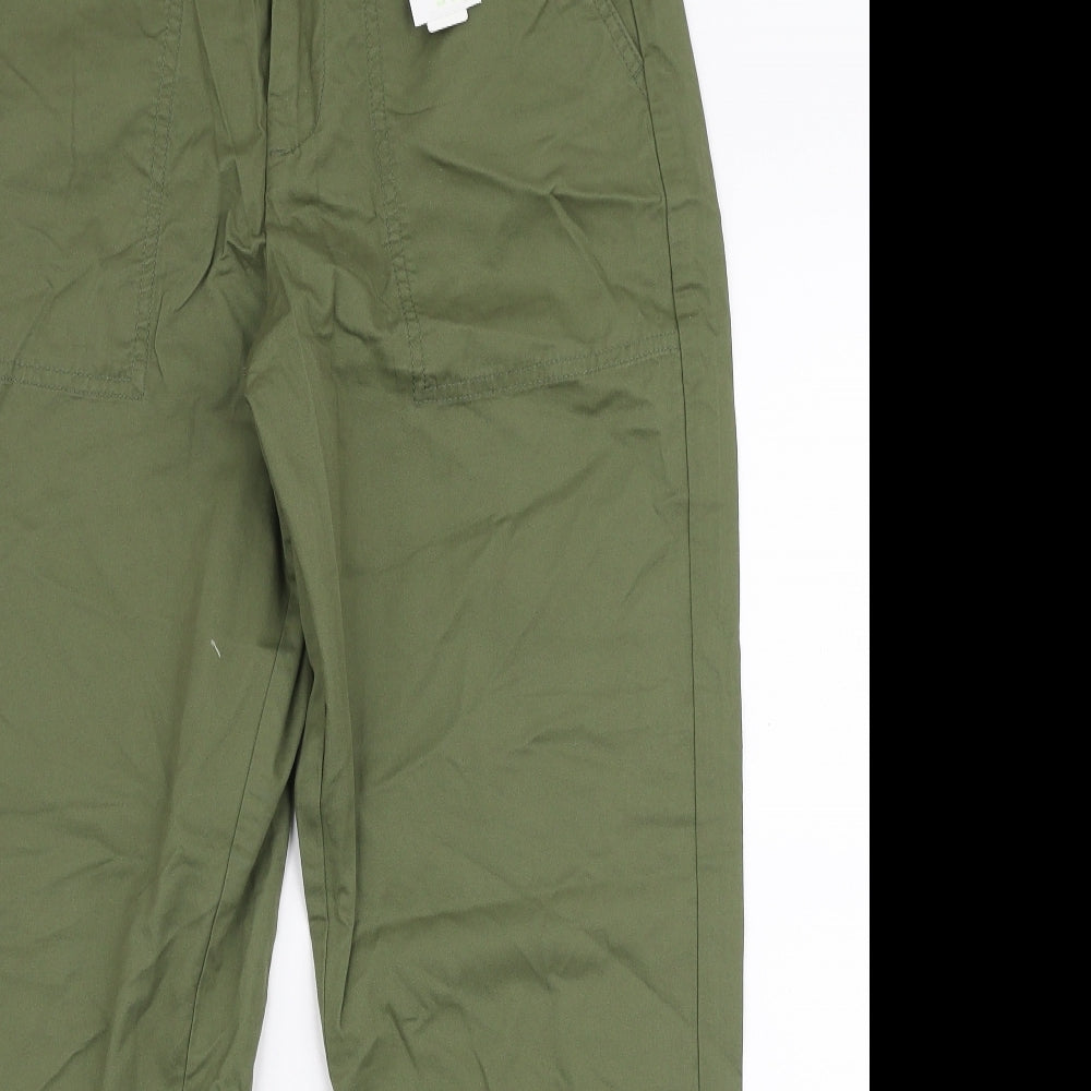 Primark Womens Green  Cotton Chino Trousers Size 12 L27 in Regular Zip