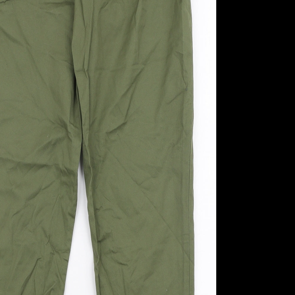 Primark Womens Green  Cotton Chino Trousers Size 12 L27 in Regular Zip