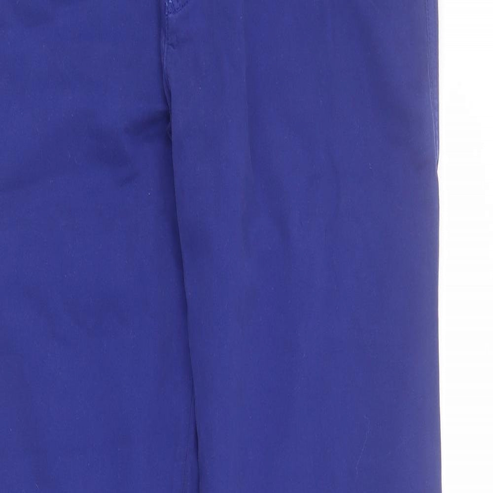 Marks and Spencer Mens Blue  Cotton Chino Trousers Size 34 L32 in Regular Zip