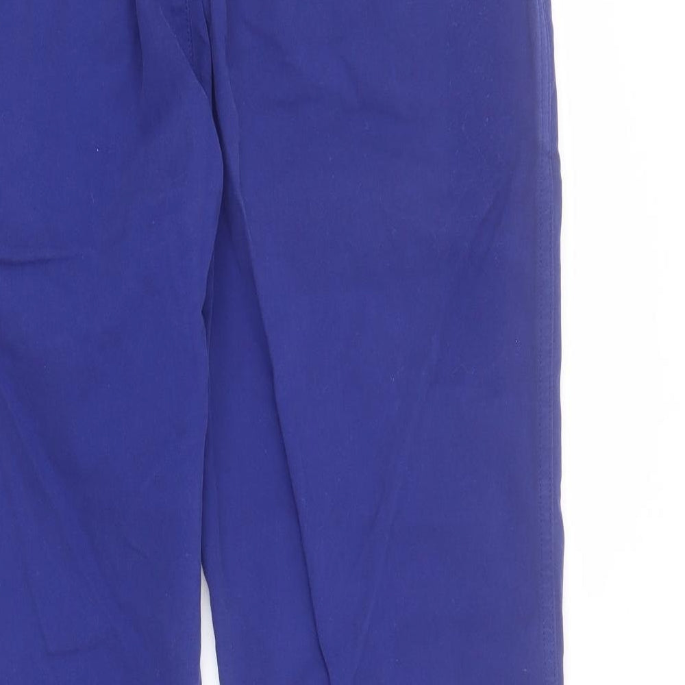 Marks and Spencer Mens Blue  Cotton Chino Trousers Size 34 L32 in Regular Zip