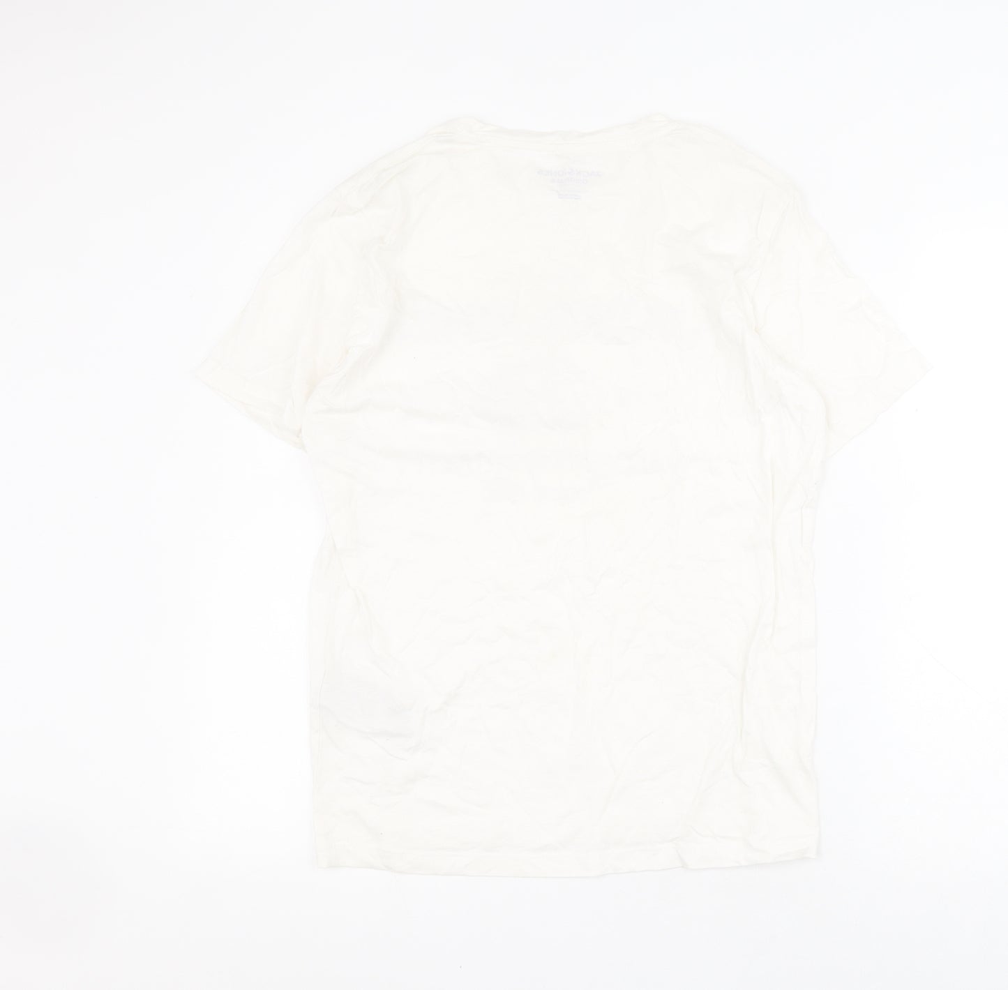 JACK & JONES Mens White  Cotton  T-Shirt Size M Round Neck