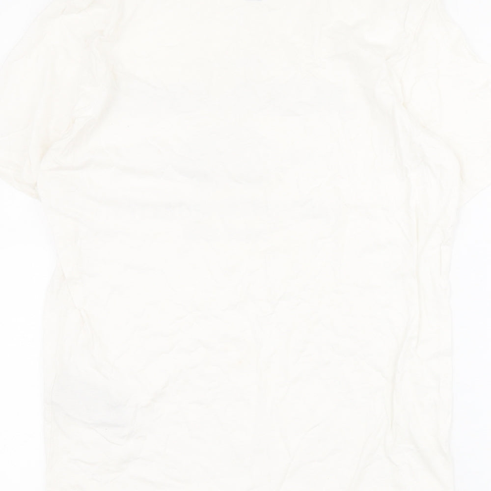 JACK & JONES Mens White  Cotton  T-Shirt Size M Round Neck