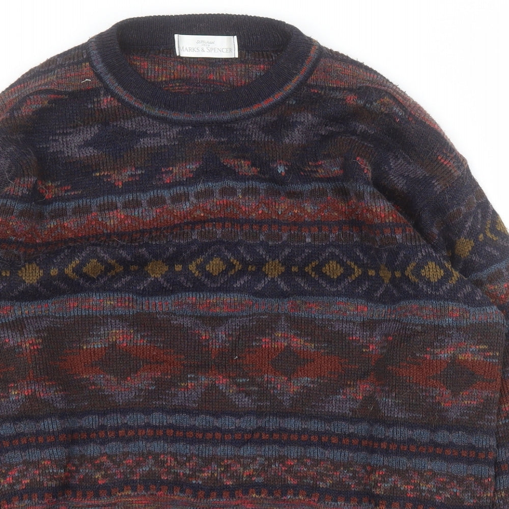 Marks and Spencer Mens Multicoloured Round Neck  Acrylic Pullover Jumper Size L