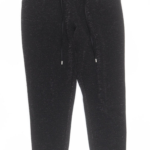 George Womens Black  Polyester Carrot Trousers Size 10 L25 in Regular Drawstring