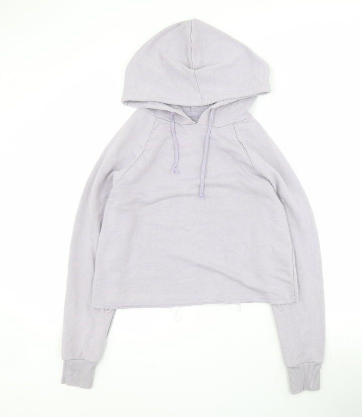 New Look Womens Purple Cotton Pullover Hoodie Size 10 Pullover - Cropped