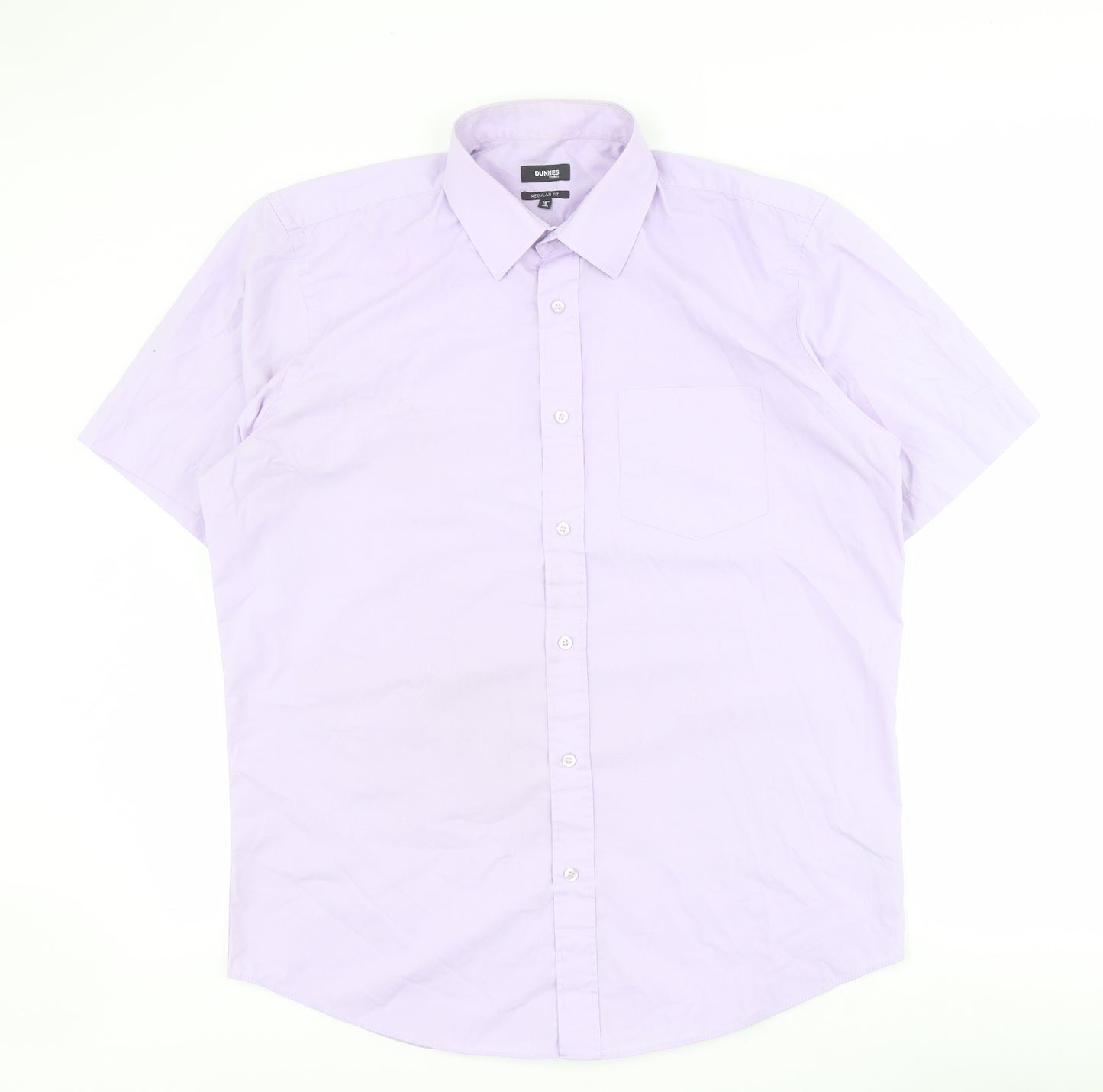 Dunnes Mens Purple  Cotton  Button-Up Size M Collared Button