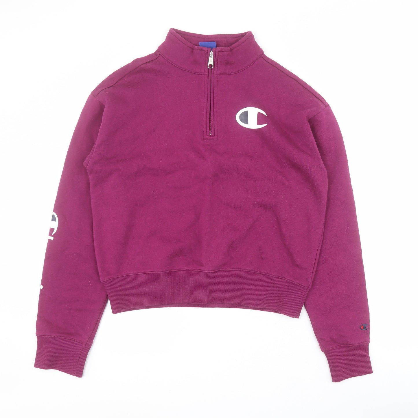 Champion Womens Purple  100% Cotton Pullover Sweatshirt Size S  Zip