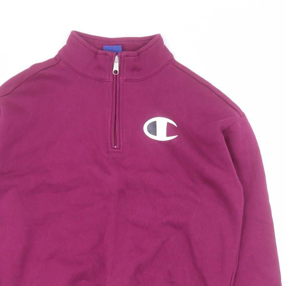 Champion Womens Purple  100% Cotton Pullover Sweatshirt Size S  Zip