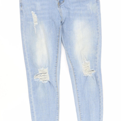 SheIn Womens Blue  Cotton Skinny Jeans Size S L26 in Regular Zip