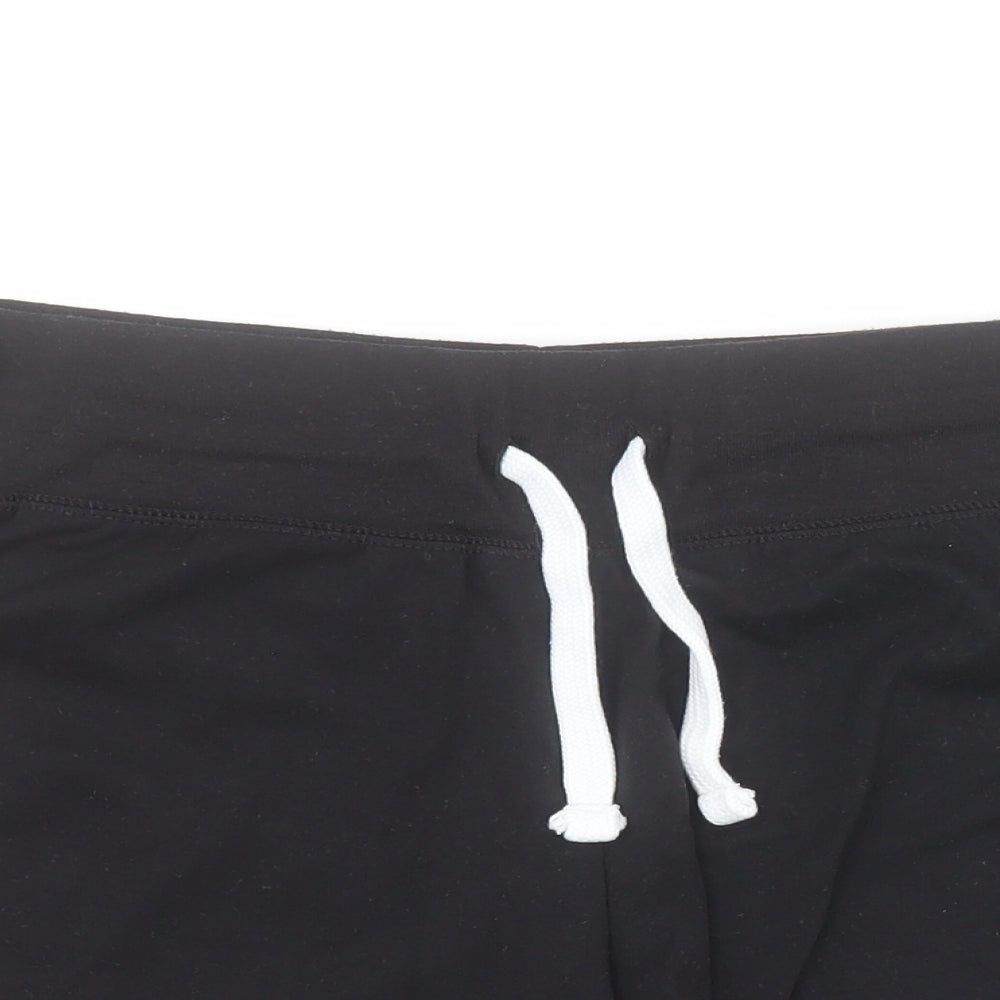 New Look Womens Black  Cotton Sweat Shorts Size 12 L3 in Regular Drawstring