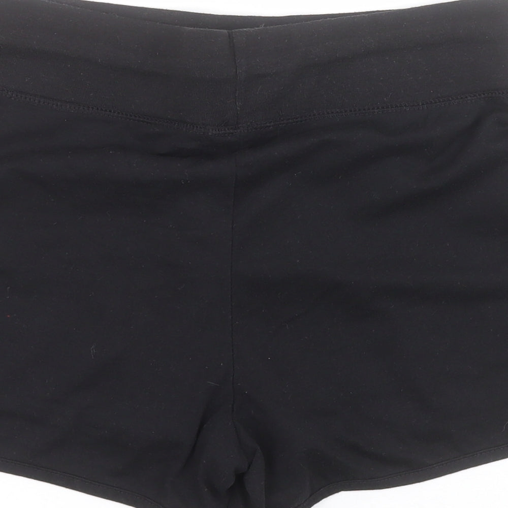New Look Womens Black  Cotton Sweat Shorts Size 12 L3 in Regular Drawstring