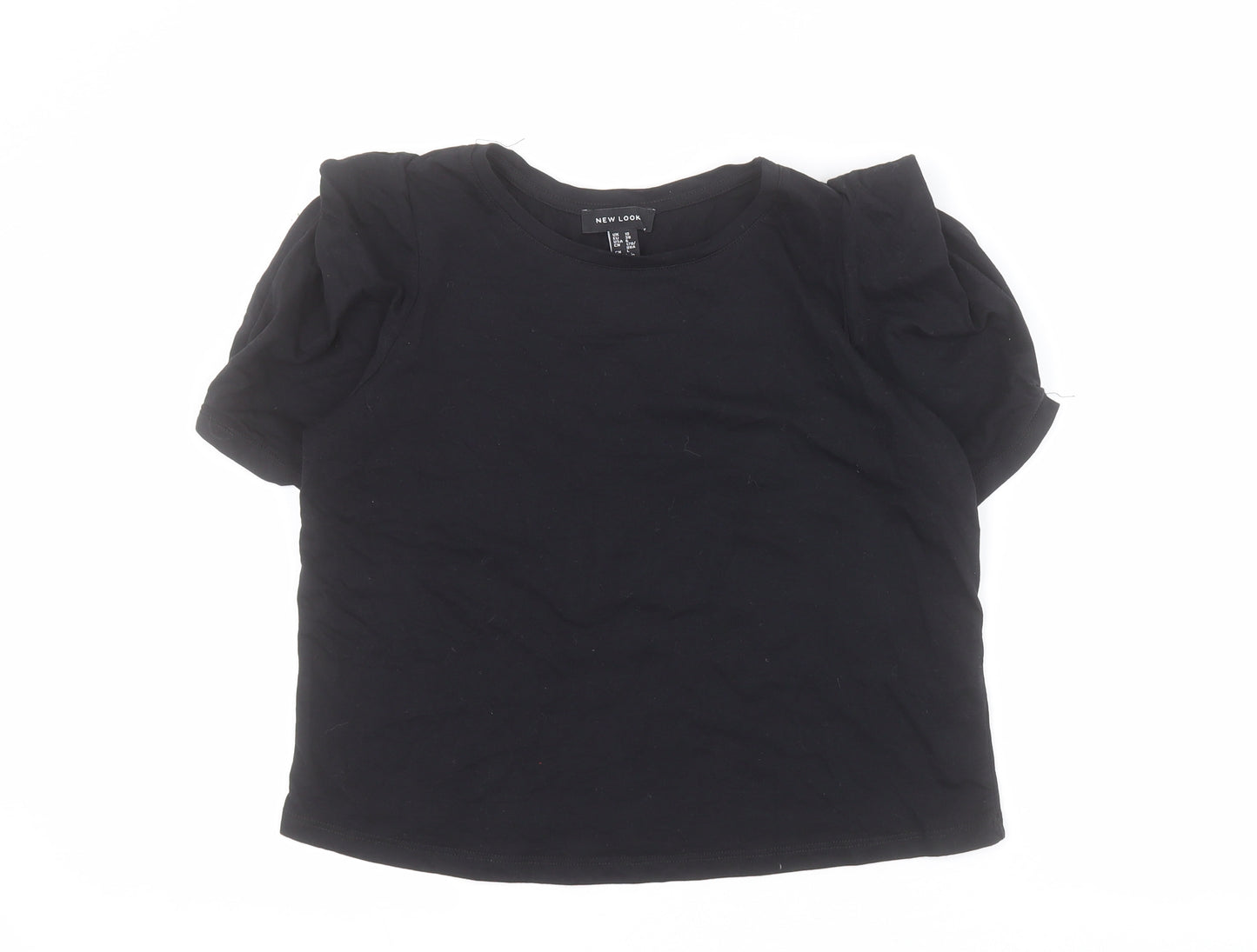 New Look Womens Black  100% Cotton Basic T-Shirt Size 10 Round Neck