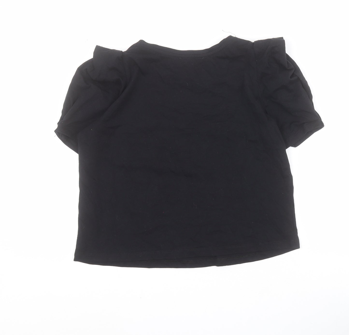 New Look Womens Black  100% Cotton Basic T-Shirt Size 10 Round Neck