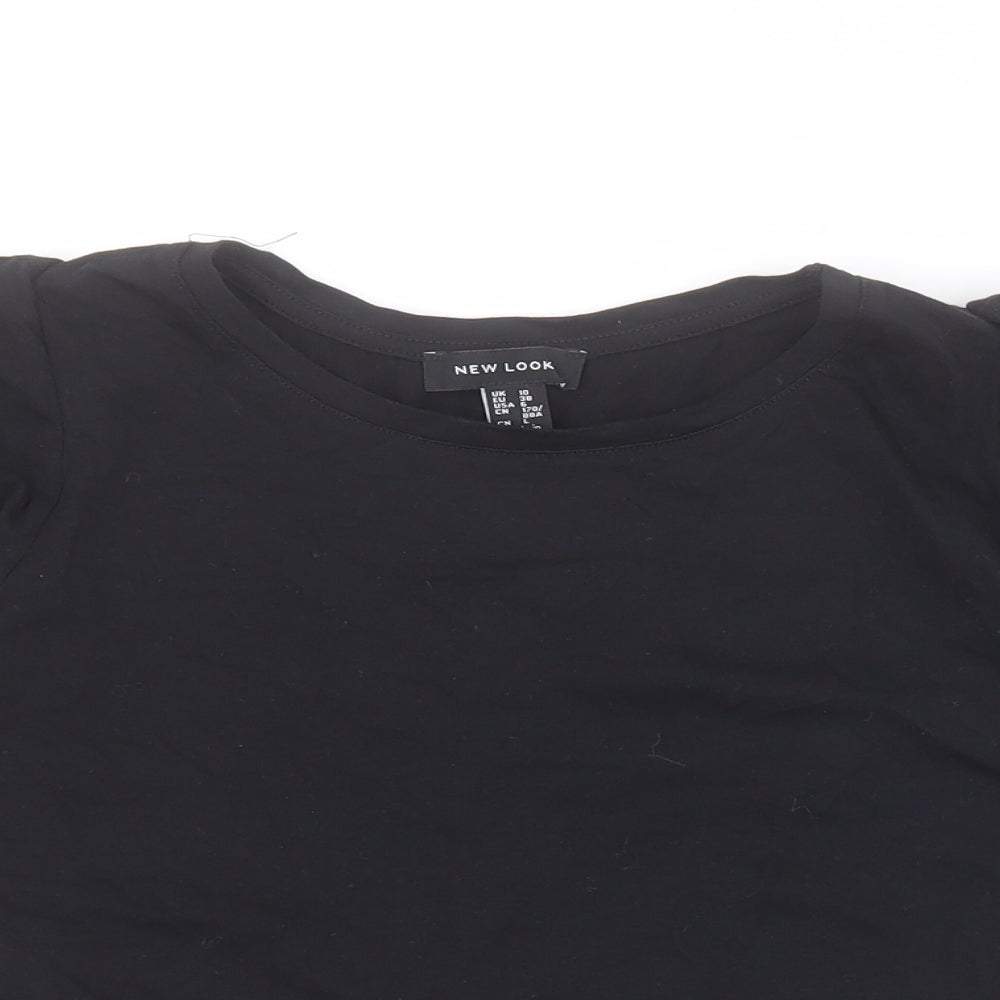 New Look Womens Black  100% Cotton Basic T-Shirt Size 10 Round Neck
