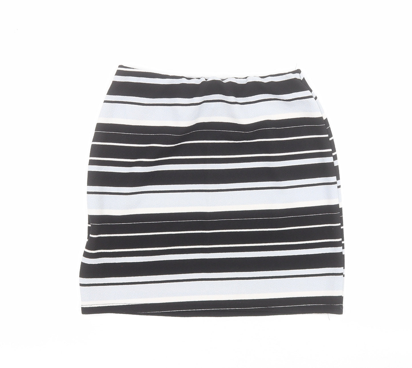 New Look Womens Blue Striped Polyester Mini Skirt Size 8  Regular Pull On