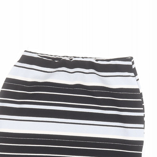 New Look Womens Blue Striped Polyester Mini Skirt Size 8  Regular Pull On