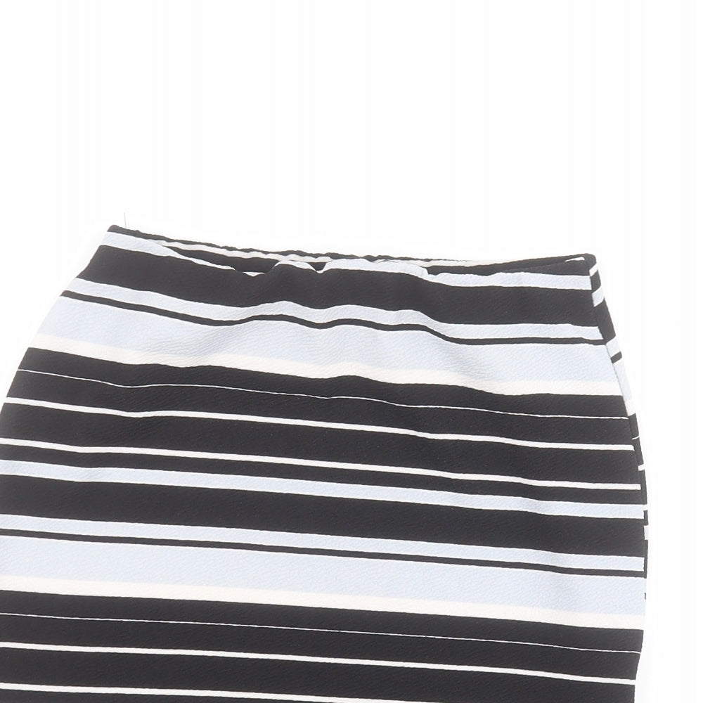 New Look Womens Blue Striped Polyester Mini Skirt Size 8  Regular Pull On