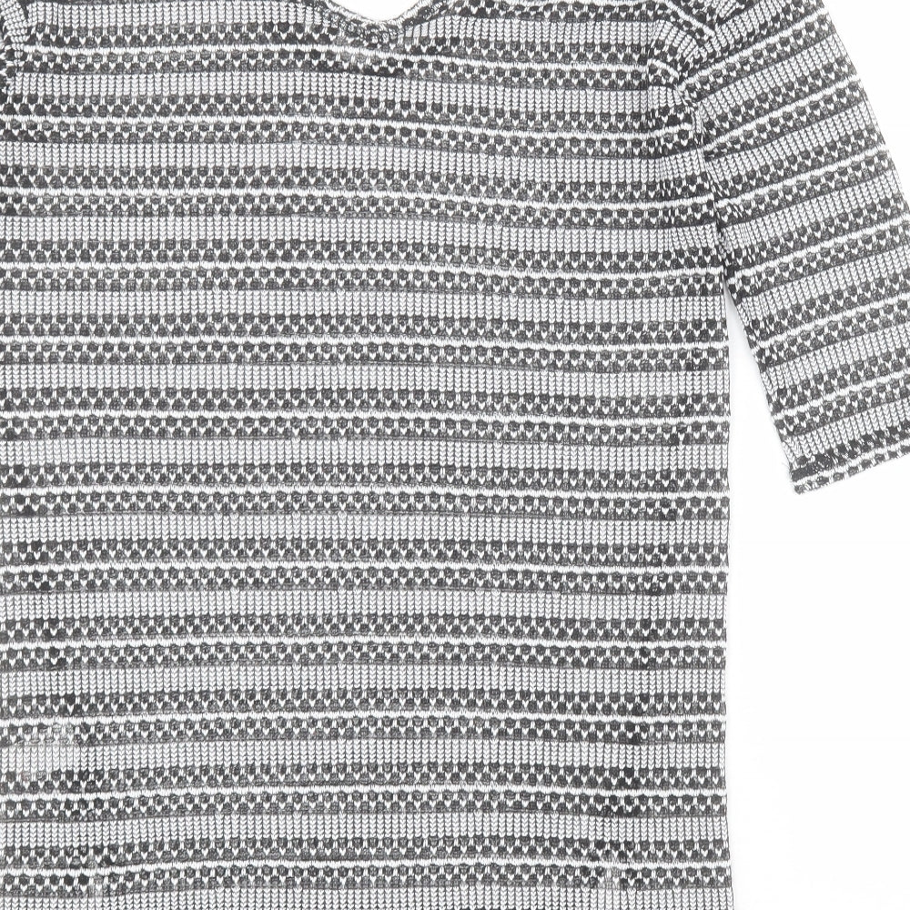 NEXT Womens Black  Polyester Basic T-Shirt Size 8 V-Neck