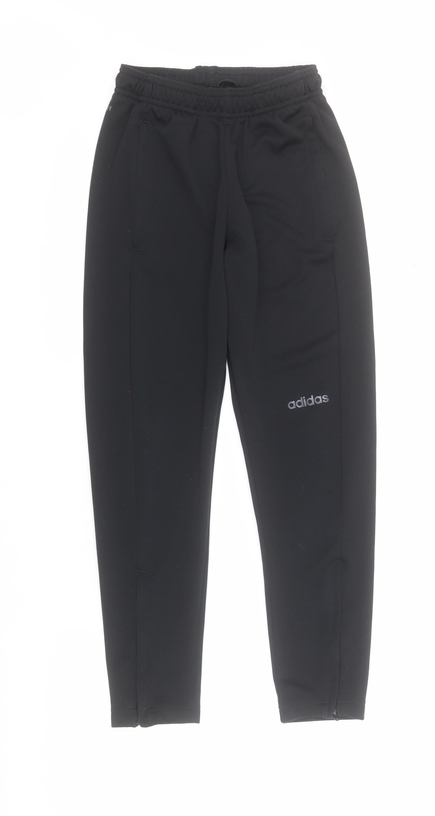 adidas Boys Black  100% Polyester Jogger Trousers Size 9-10 Years  Regular Drawstring