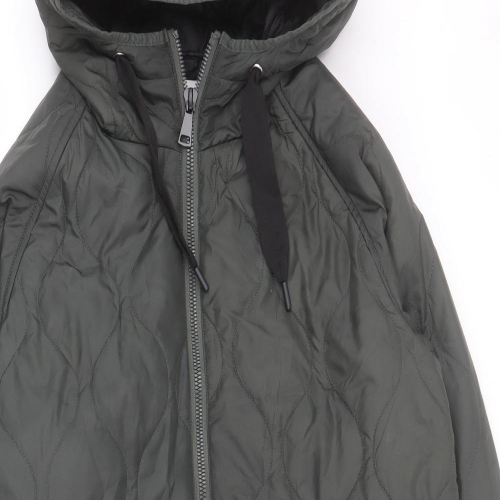 Primark Womens Green   Quilted Coat Size S  Zip