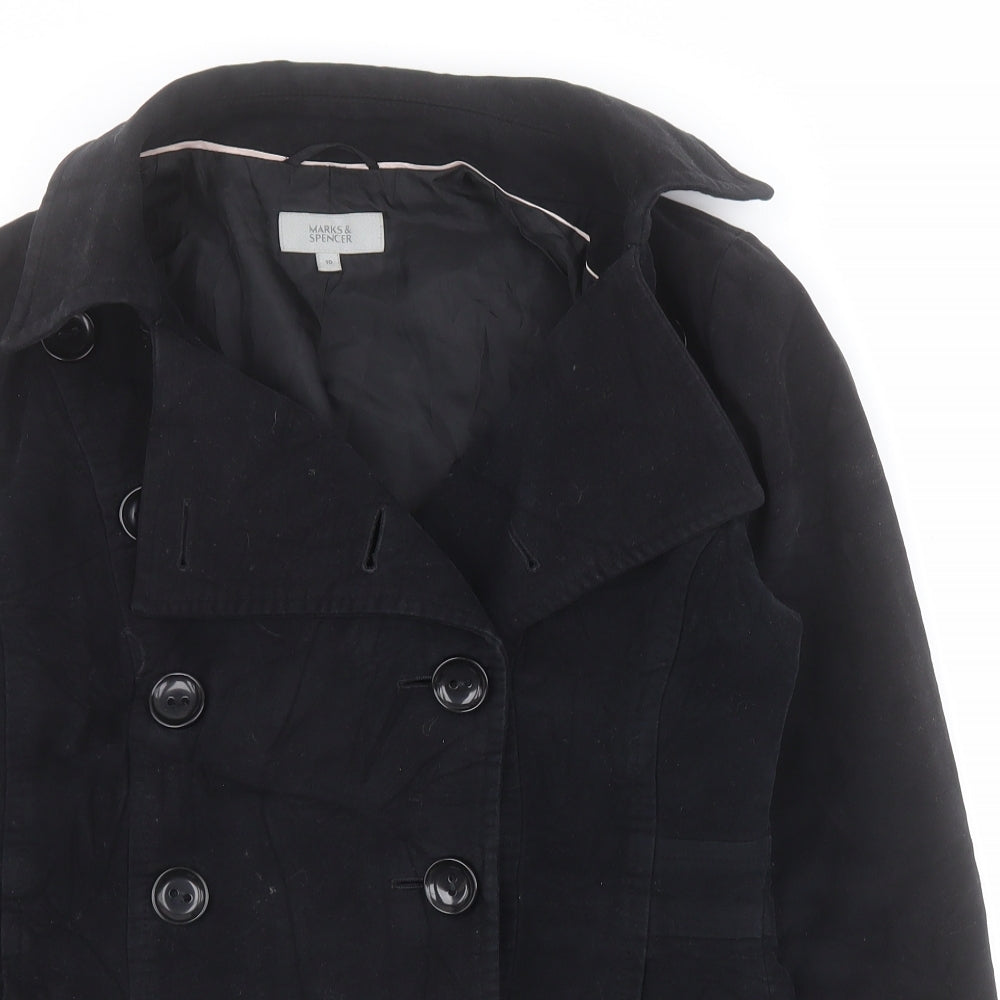 Marks and Spencer Womens Black   Pea Coat Coat Size 10  Button