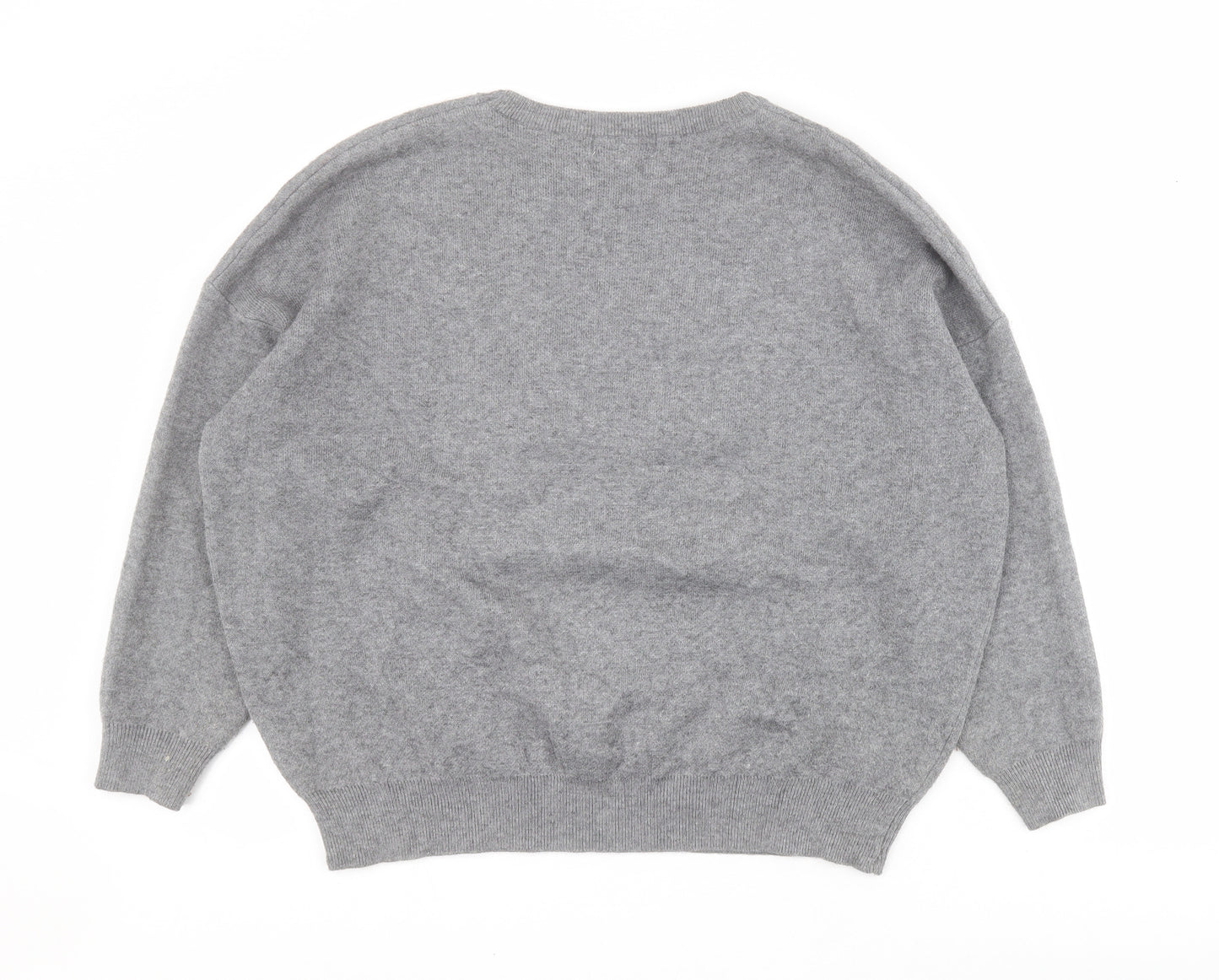 J&H Fashion Womens Grey Crew Neck  Polyester Pullover Jumper Size S   - H