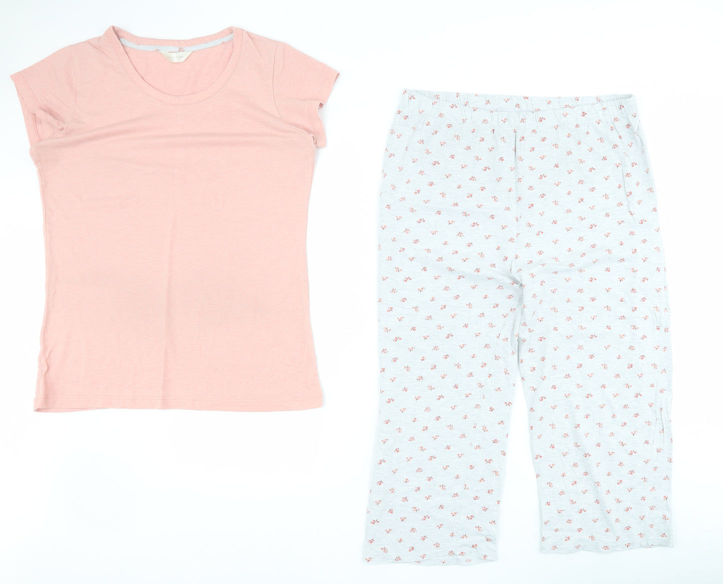 Dunnes Womens Pink Floral Cotton Top Pyjama Set Size M
