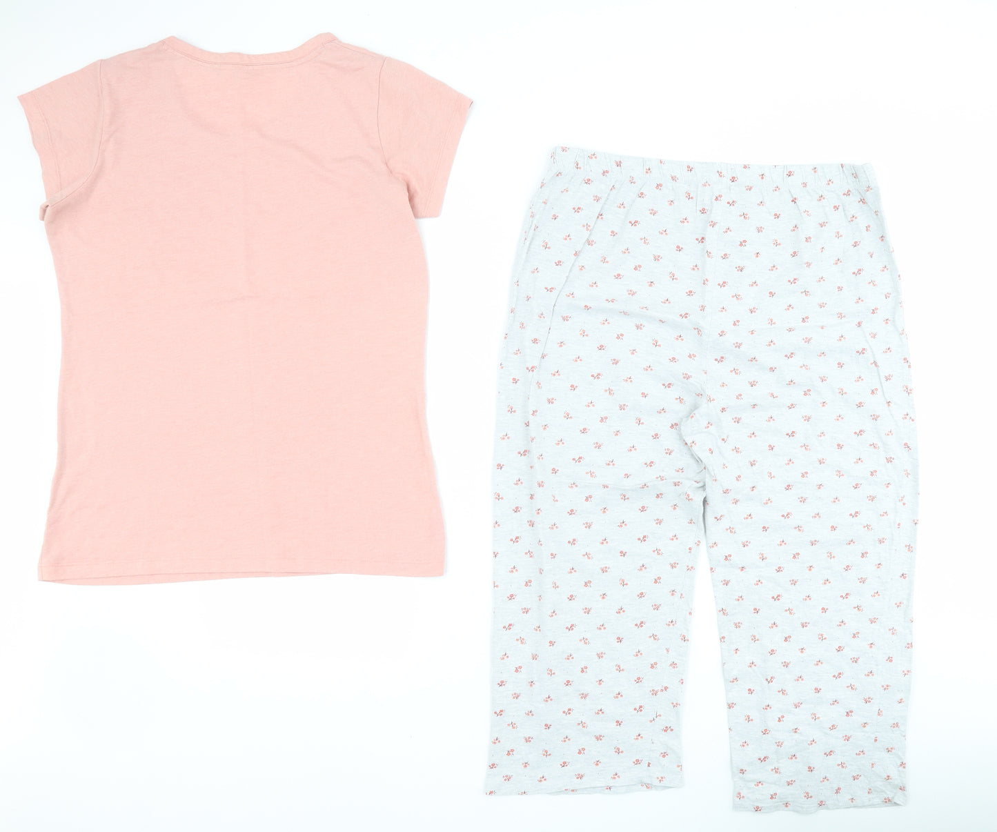 Dunnes Womens Pink Floral Cotton Top Pyjama Set Size M
