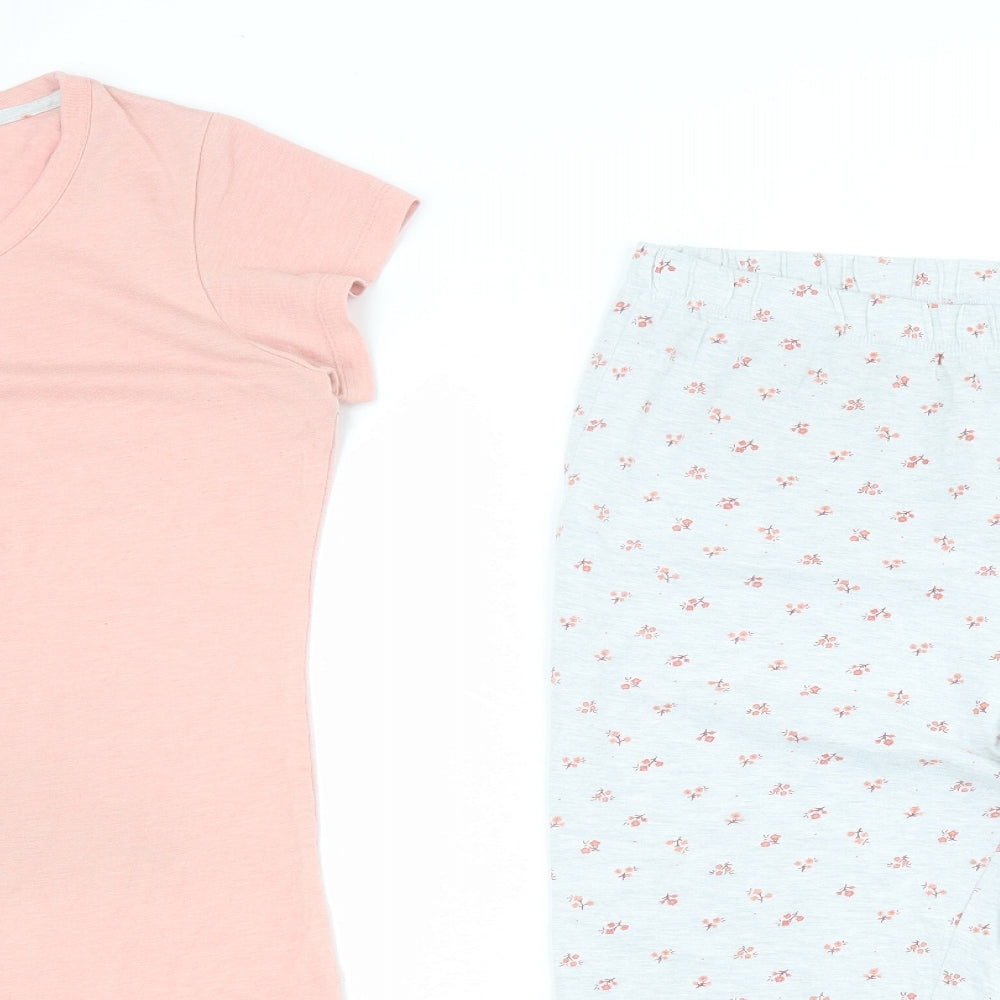 Dunnes Womens Pink Floral Cotton Top Pyjama Set Size M