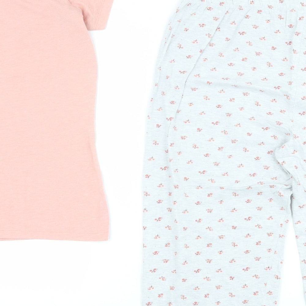 Dunnes Womens Pink Floral Cotton Top Pyjama Set Size M