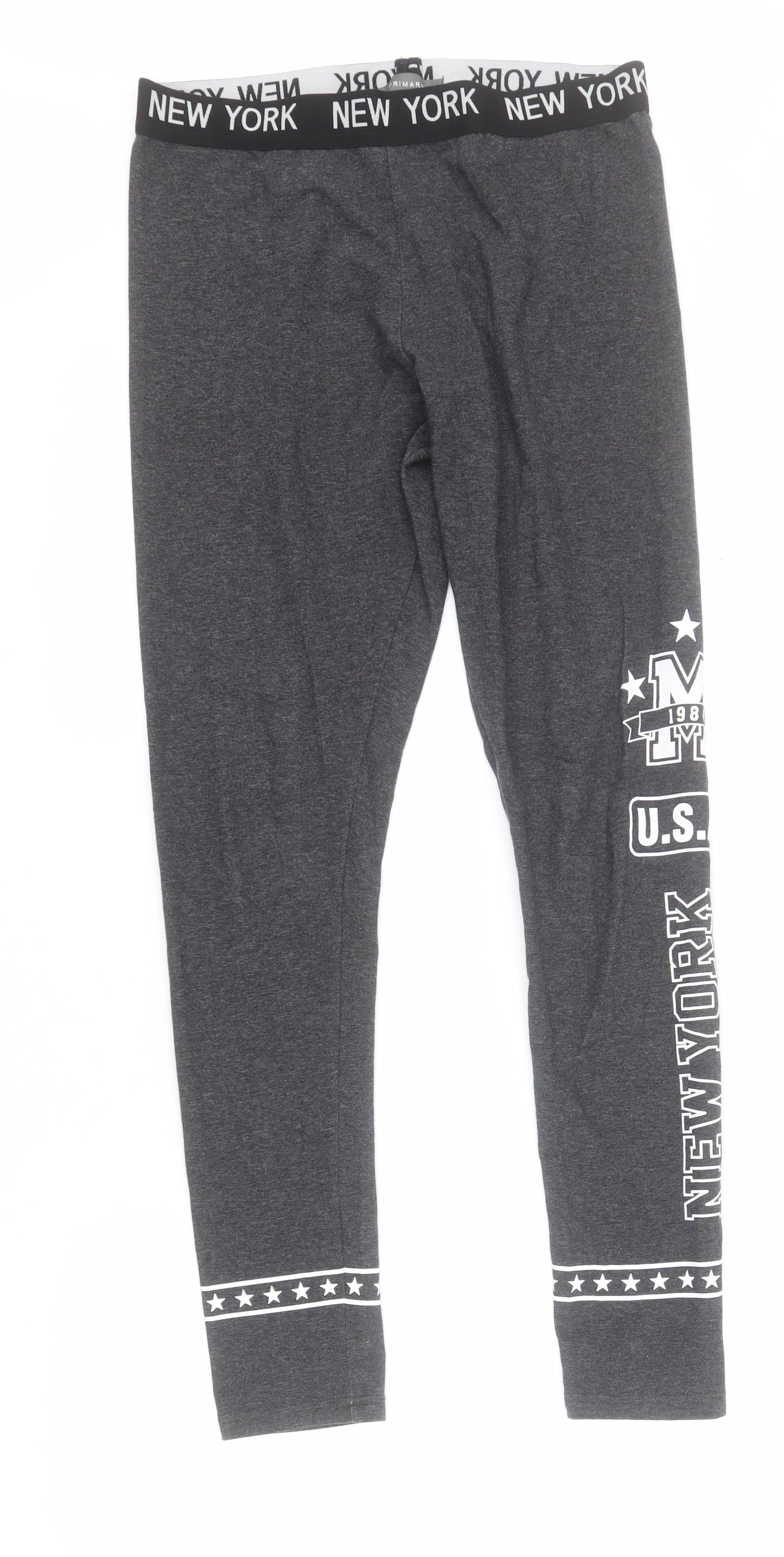Primark Womens Grey  Cotton Capri Leggings Size M L28 in   - New York