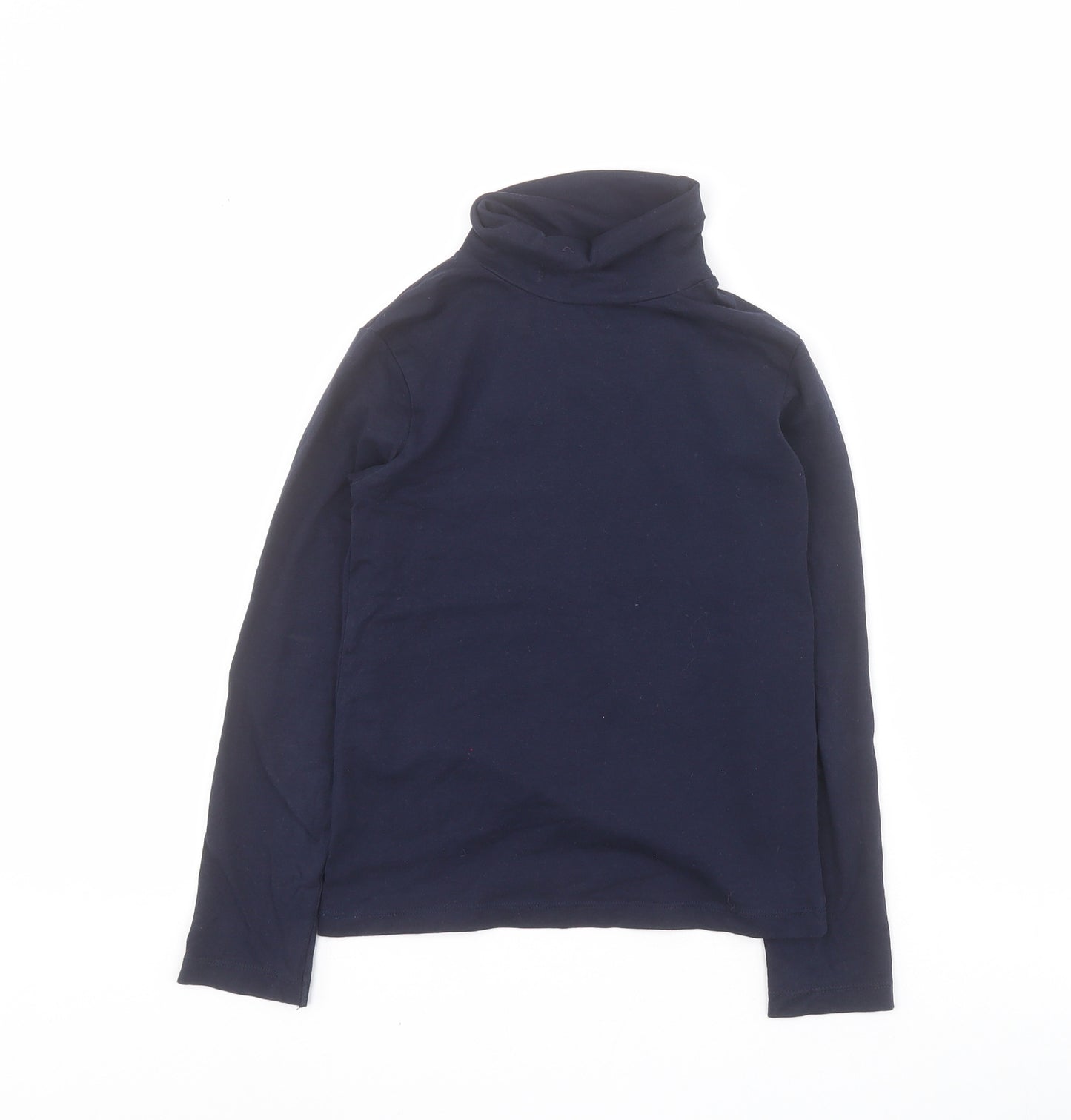 Dunnes Girls Blue  Cotton Basic T-Shirt Size 7-8 Years Roll Neck Pullover