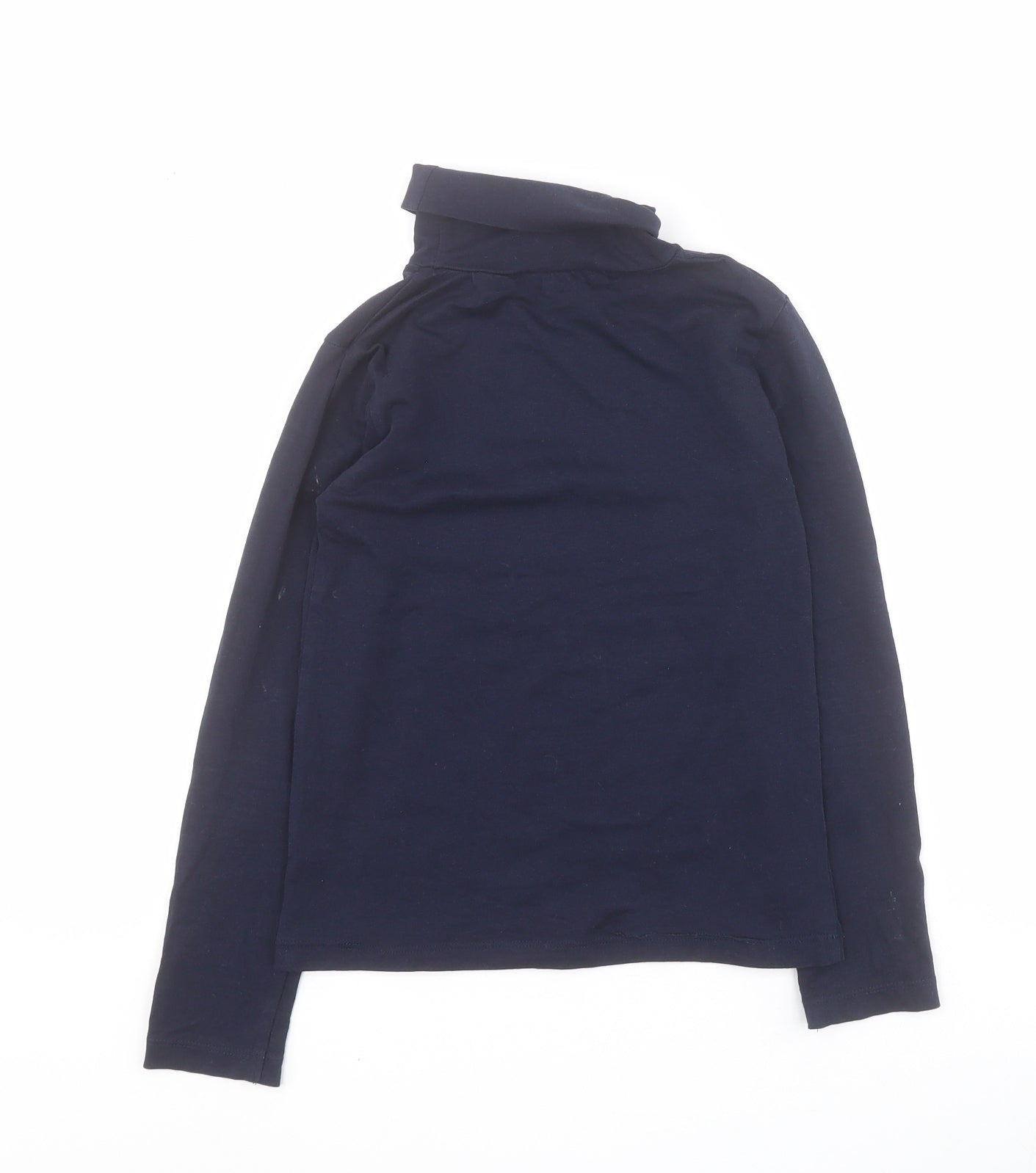 Dunnes Girls Blue  Cotton Basic T-Shirt Size 7-8 Years Roll Neck Pullover