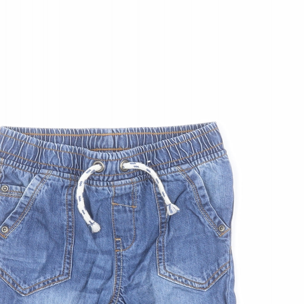 TU Boys Blue  100% Cotton Biker Shorts Size 4-5 Years  Regular Drawstring