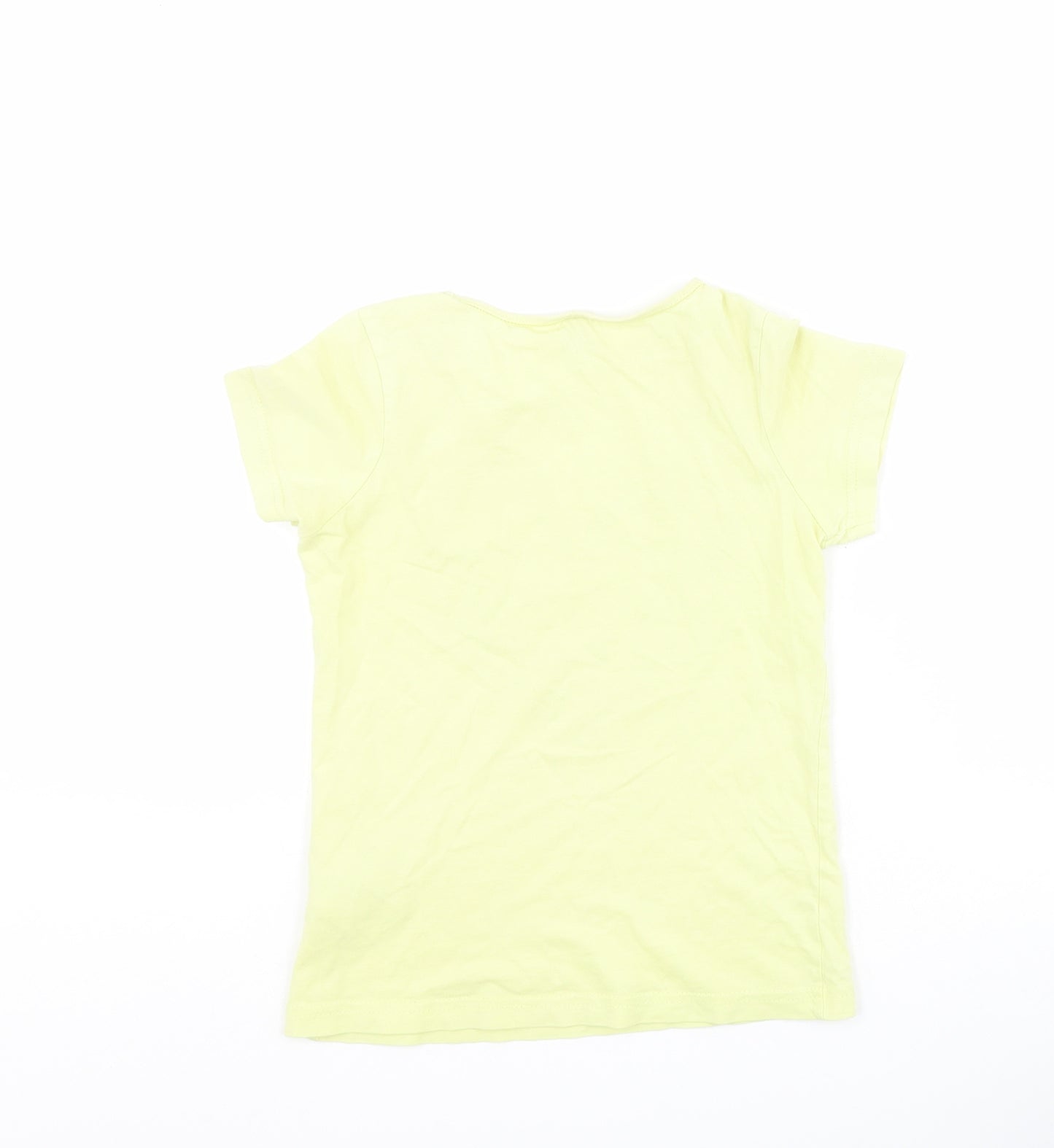 Dopo Dopo Girls Yellow  Cotton Pullover T-Shirt Size 6-7 Years Round Neck Pullover - Heart