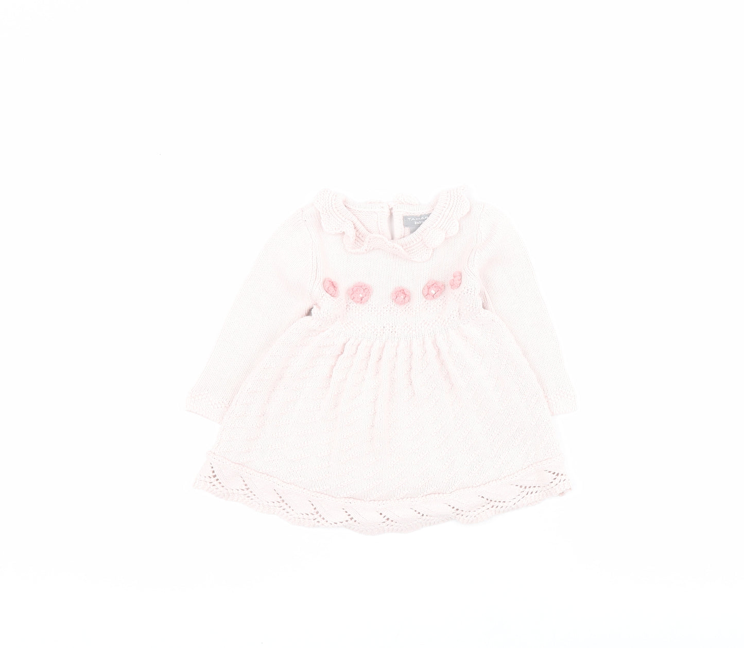 Tahari Baby Pink  Cotton Jumper Dress  Size 3-6 Months  Round Neck Button