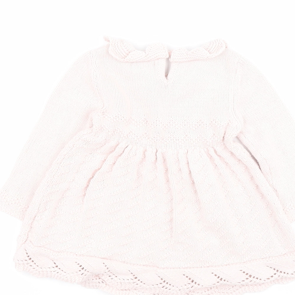 Tahari Baby Pink  Cotton Jumper Dress  Size 3-6 Months  Round Neck Button