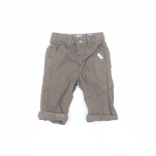 Mamas & Papas  Baby Grey  100% Cotton Capri Jeans Size 0-3 Months  Snap