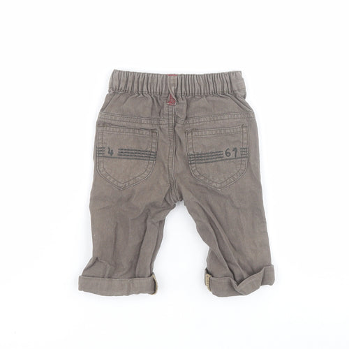 Mamas & Papas  Baby Grey  100% Cotton Capri Jeans Size 0-3 Months  Snap