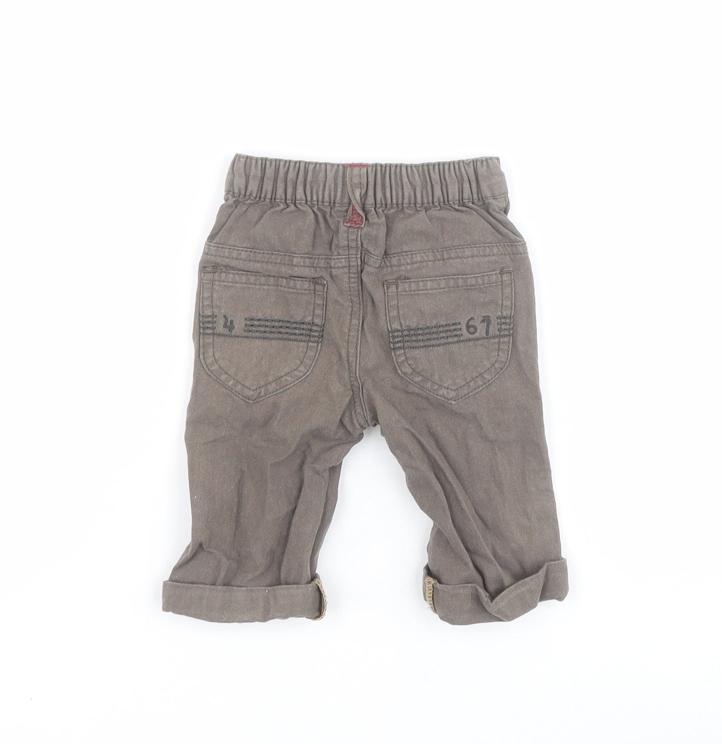 Mamas & Papas  Baby Grey  100% Cotton Capri Jeans Size 0-3 Months  Snap