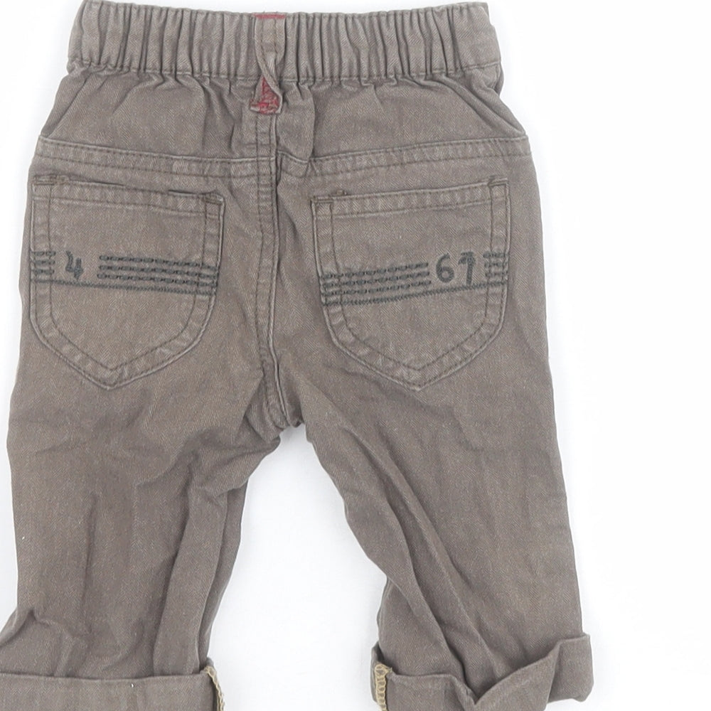 Mamas & Papas  Baby Grey  100% Cotton Capri Jeans Size 0-3 Months  Snap