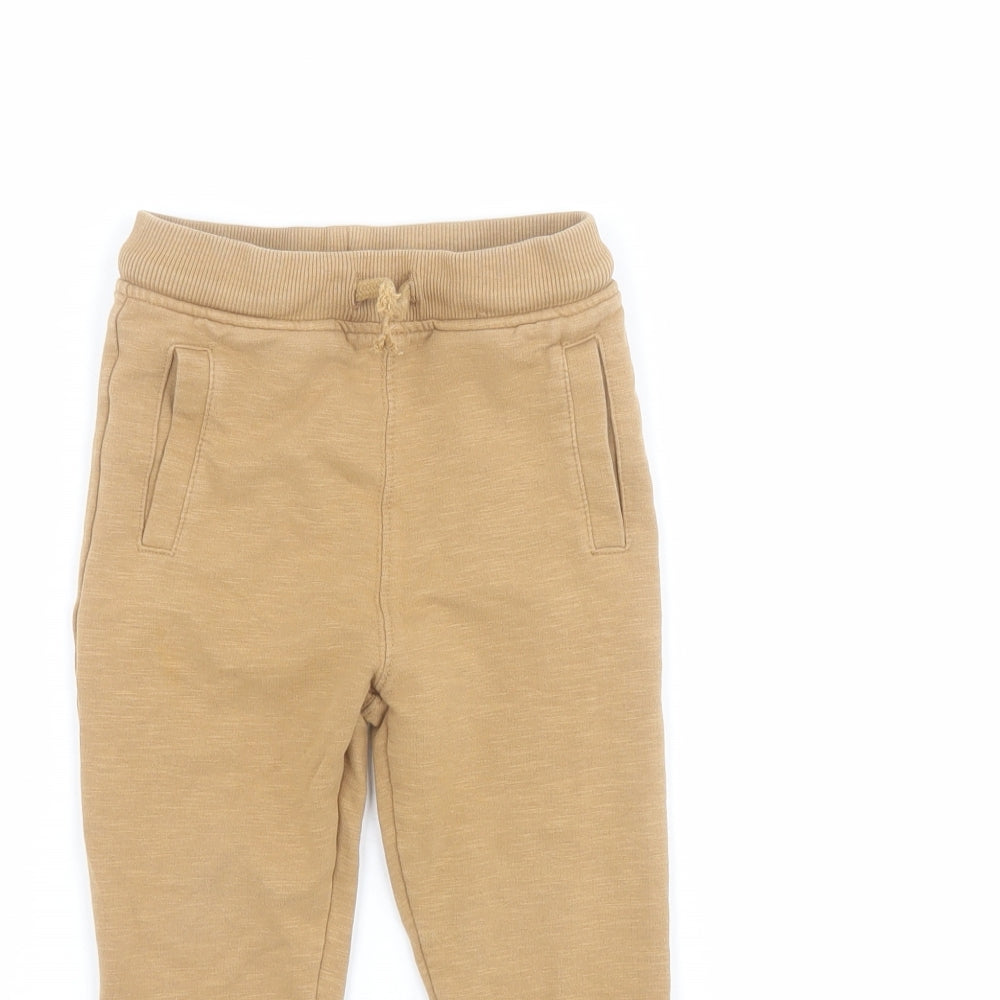 George Boys Brown  Cotton Jogger Trousers Size 2-3 Years  Regular Drawstring