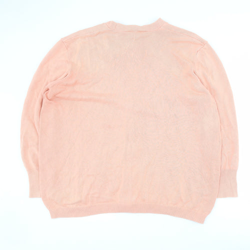 Marks and Spencer Womens Pink V-Neck  100% Cotton Cardigan Jumper Size 20