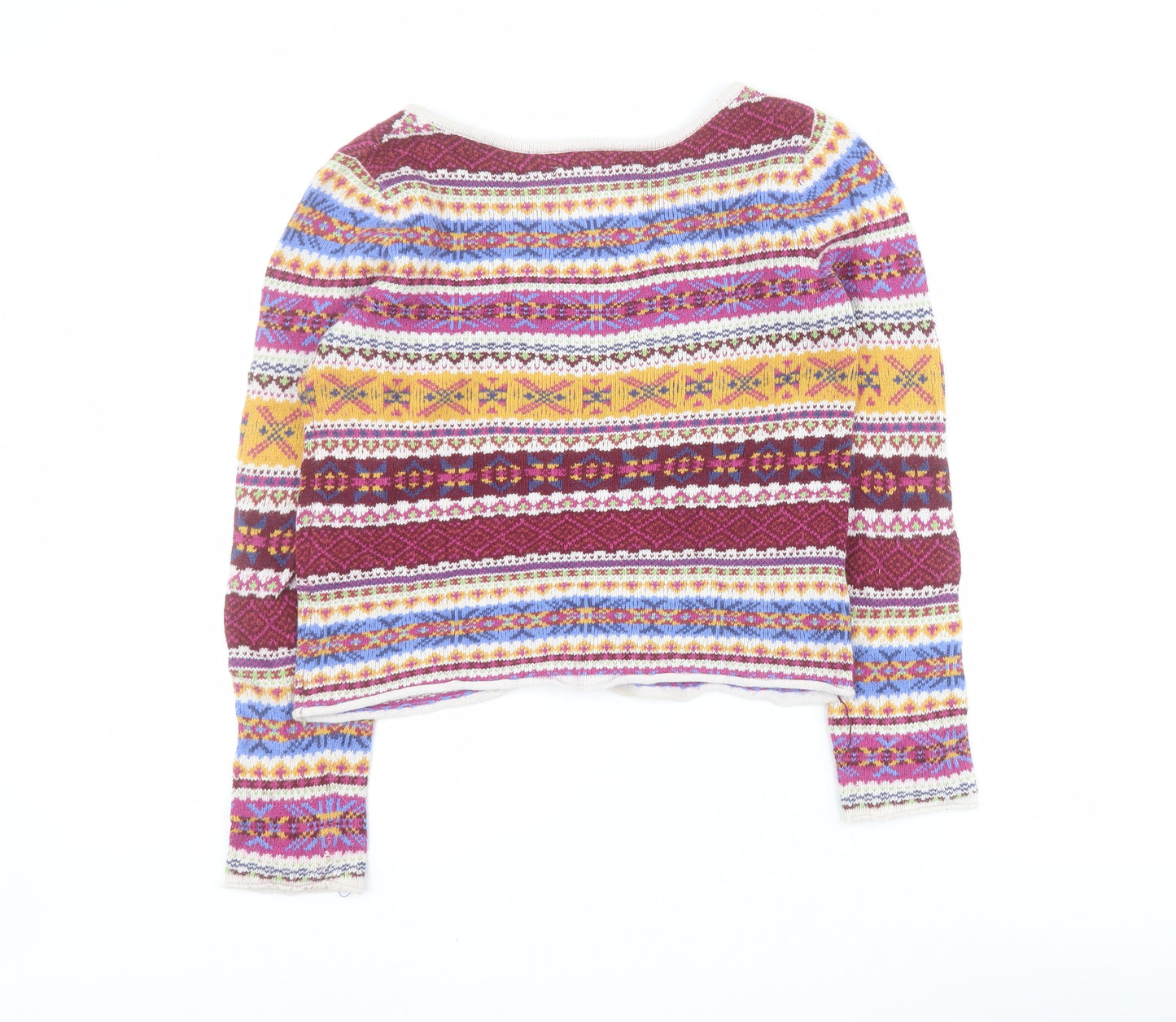 H&M Womens Multicoloured Round Neck Fair Isle Cotton Pullover Jumper Size XS