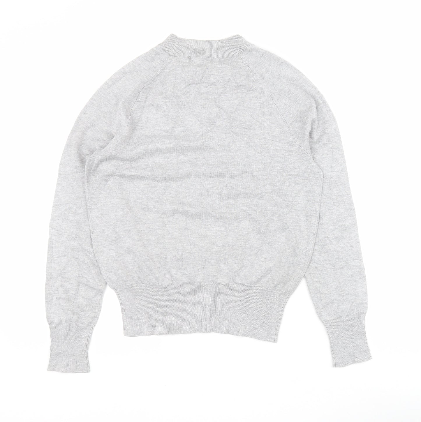 H&M Womens Grey Mock Neck  Viscose Pullover Jumper Size XS