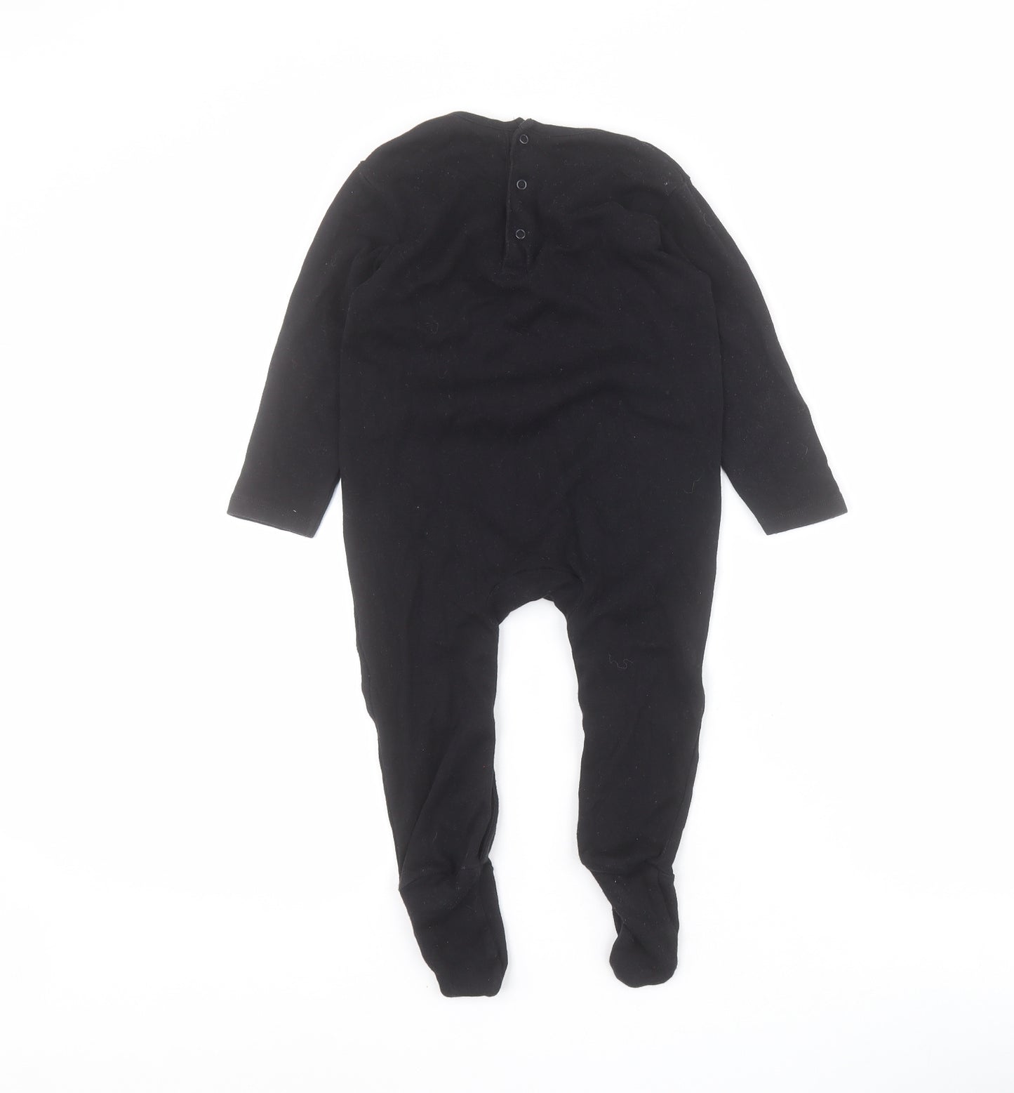 Hallowscream Baby Black  100% Cotton Babygrow One-Piece Size 18-24 Months  Snap - Skeleton